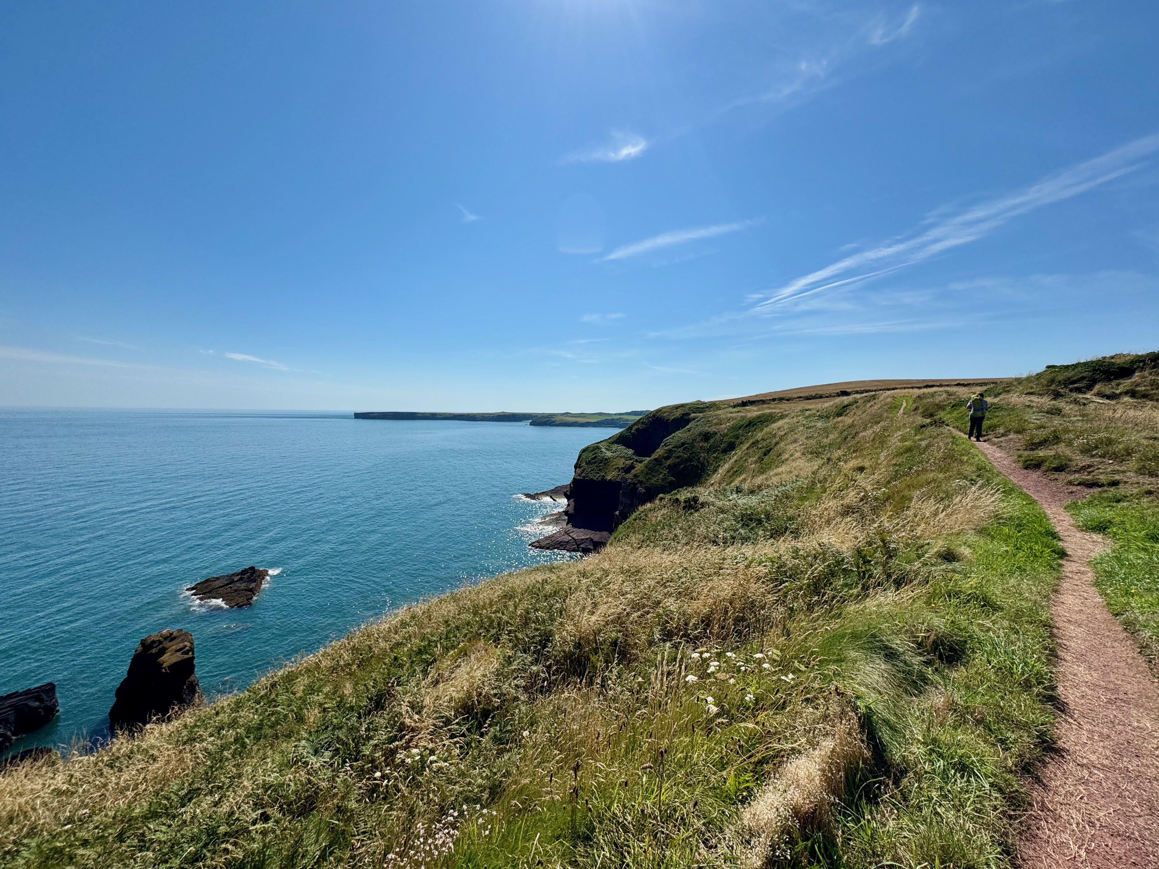 Looking down the trail cliff on the left leading down to the sea.