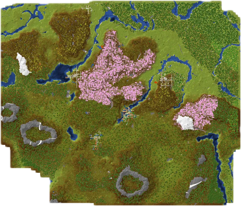 Top down view of the currently explored Minecraft world